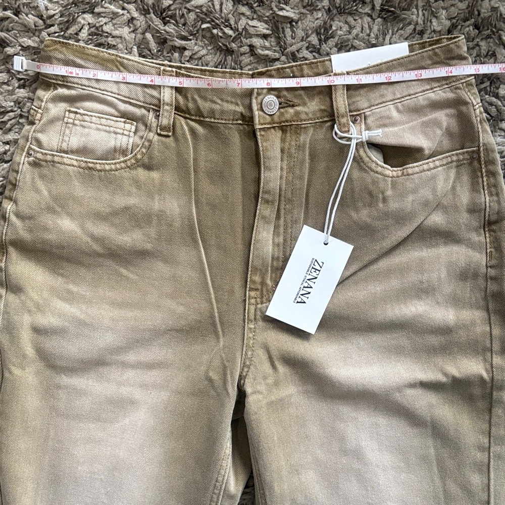 Zenana Olive Distressed Wide-Leg Jeans New with tags - Picture 7 of 11
